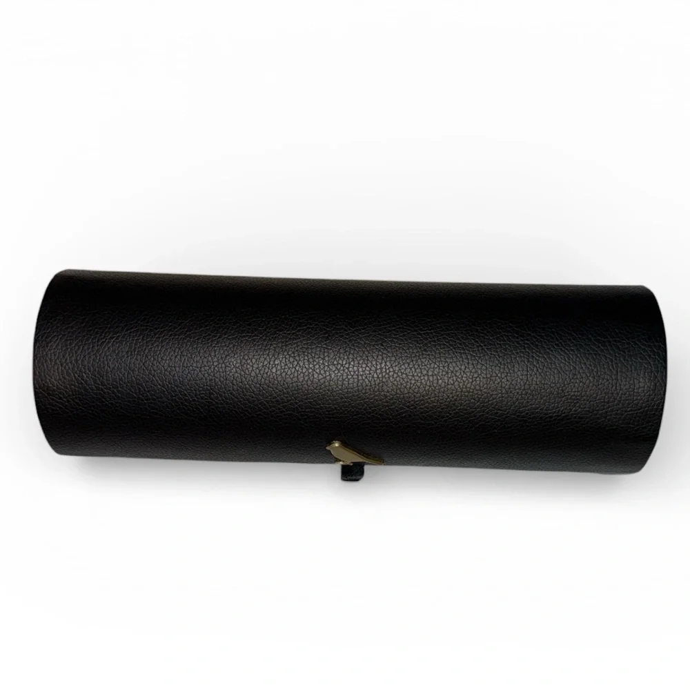 Kestrel Black Vegan Leather Makeup Brush Holder Case Gold Bird Influencer Trend